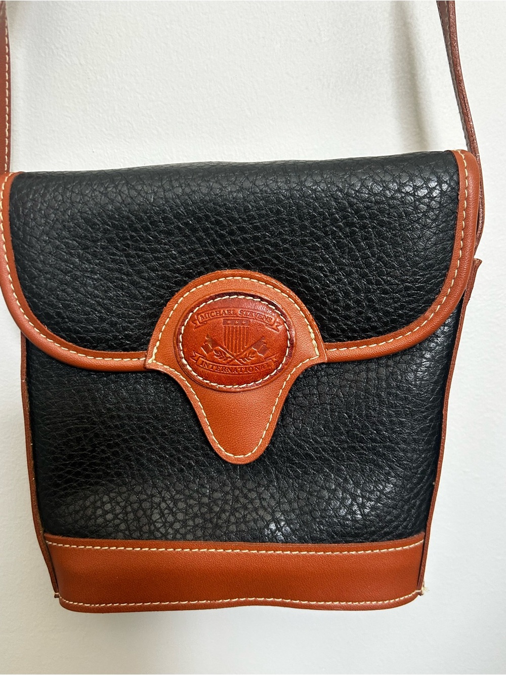 Michael Steven’s International Black and Brown Leather Crossbody Bag
